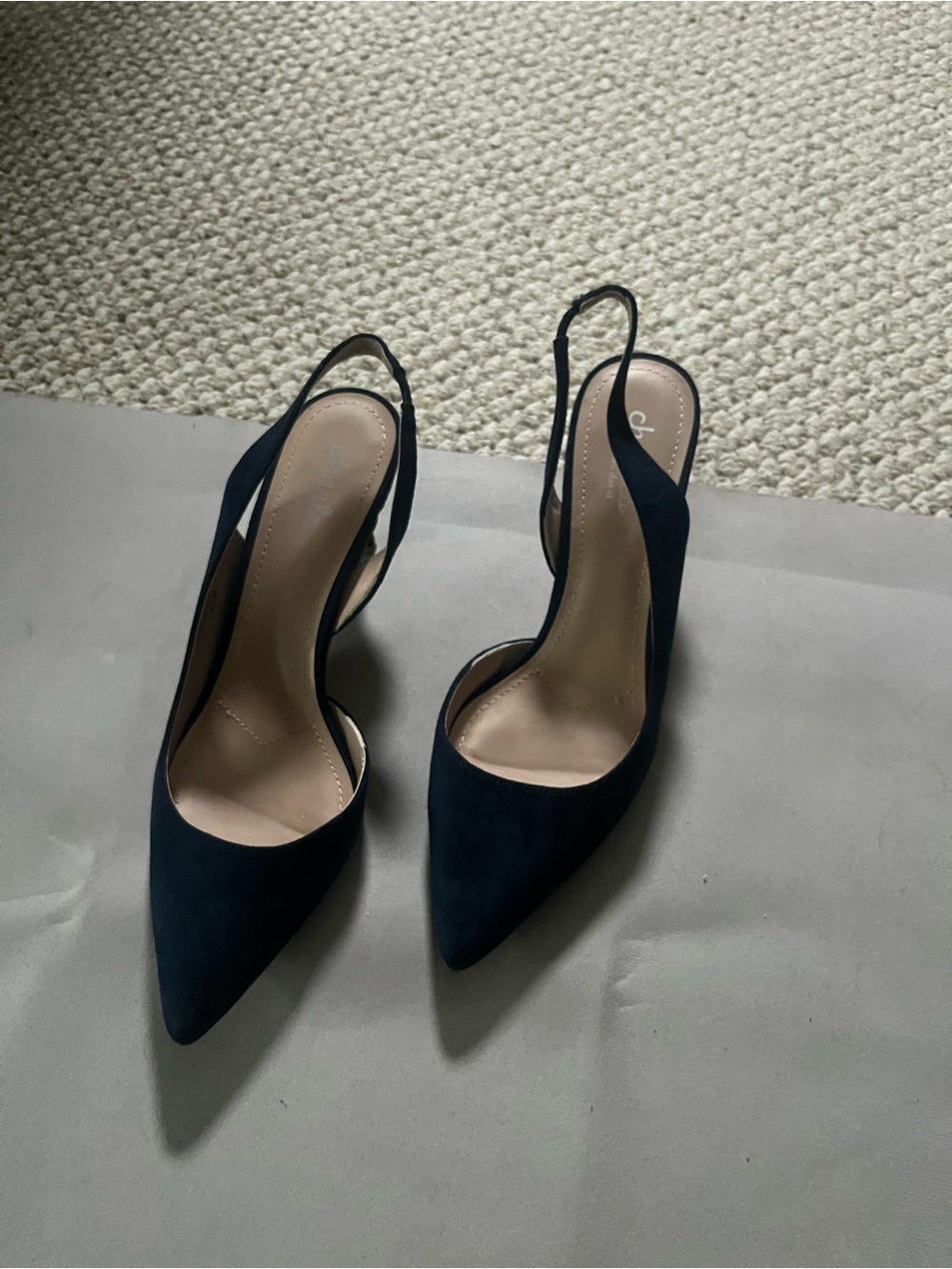 Charles By Charles David Navy Pointed-Toe Slingback Heels